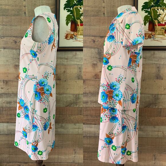 Vintage 1960s 1970s Bleeker Street Knit Jacket Matching Dress Set MOD Boho M/L - Picture 3 of 10